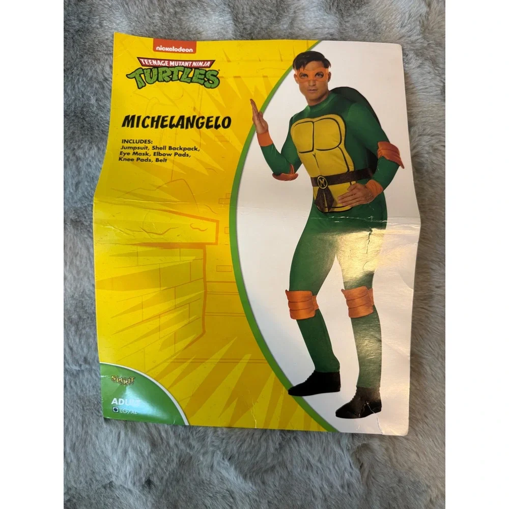 Spirit Halloween TMNT Michelangelo Costume Adult L/XL Turtles Jumpsuit Set-0626